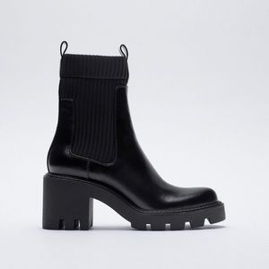 ZARA - SOCK STYLE ANKLE BOOT WITH LUG